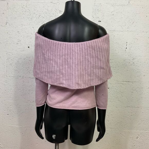 Arden B Luxe Pink Off The Shoulder Knit 100% Cashmere Sweater L - Picture 4 of 9